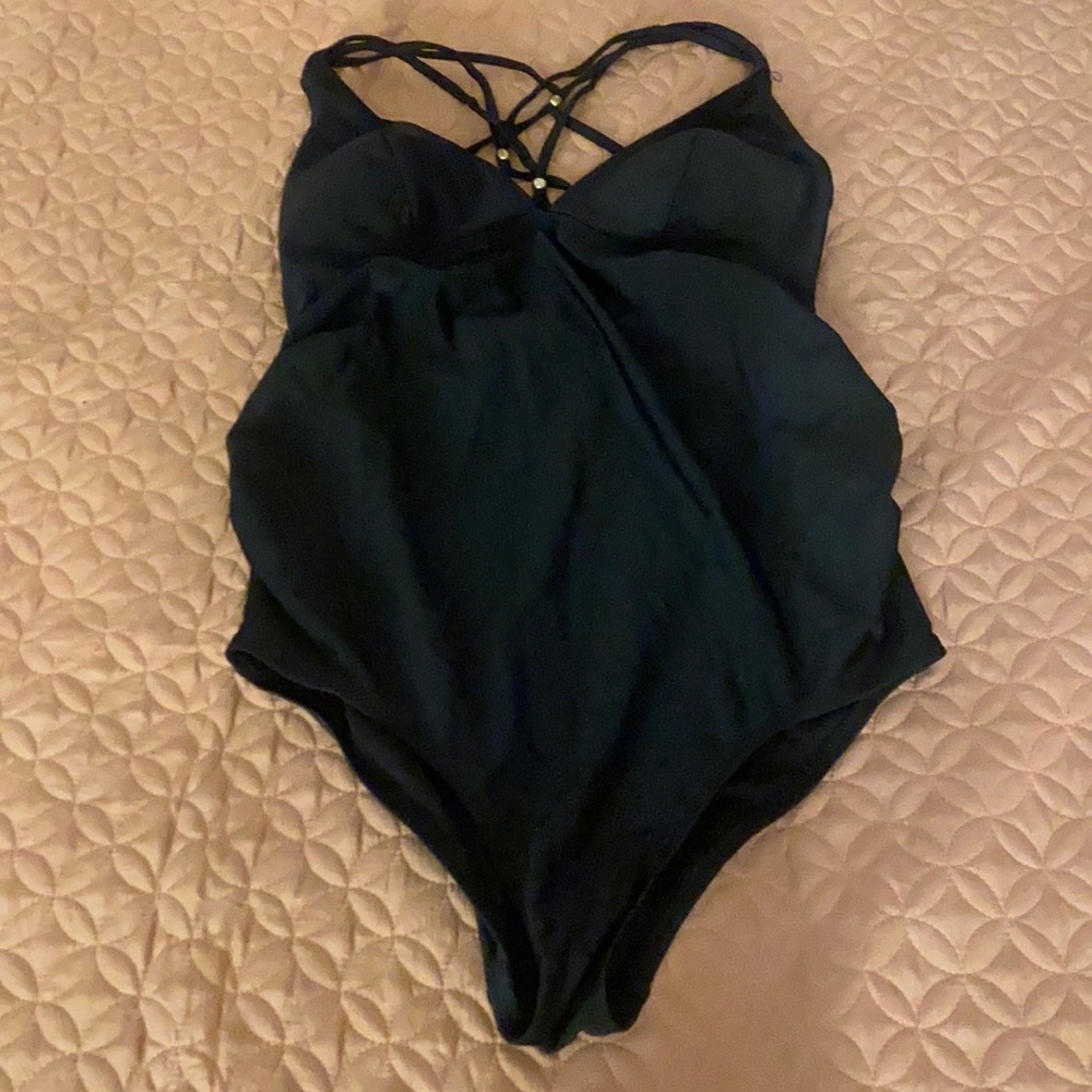 Black bikini, one piece, size medium, sexy back